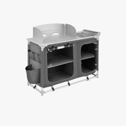 Cocina De Camping Plegable De TecTake Con Encimera Resistente Al Calor, Estantes Laterales Y Bolsa De Transporte, Color Gris