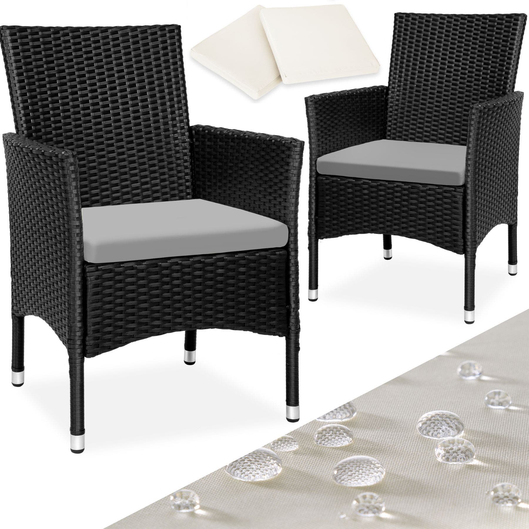 Buy Garden Chairs Set of 2 Nantes durable polyrattan UV resistant 59 x 57 x 85 cm online cheap tectake
