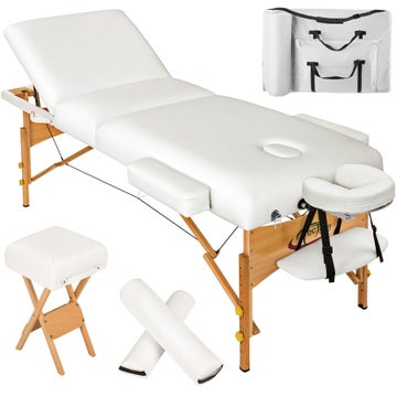 Padded Massage Table Set | 3 Zones, 2 Bolster Rolls, Stool & Bag