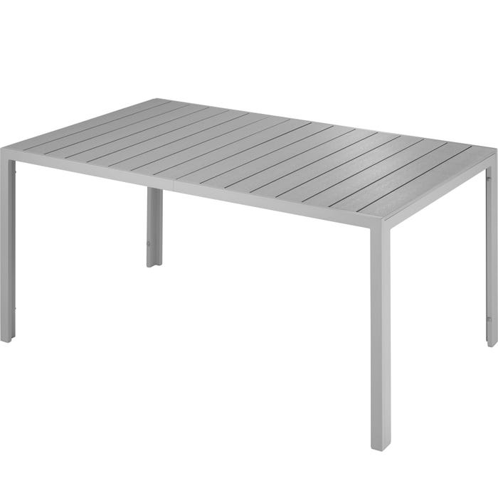 Mesa de aluminio para jardín Bianca con patas ajustables en altura 150x90x74,5cm