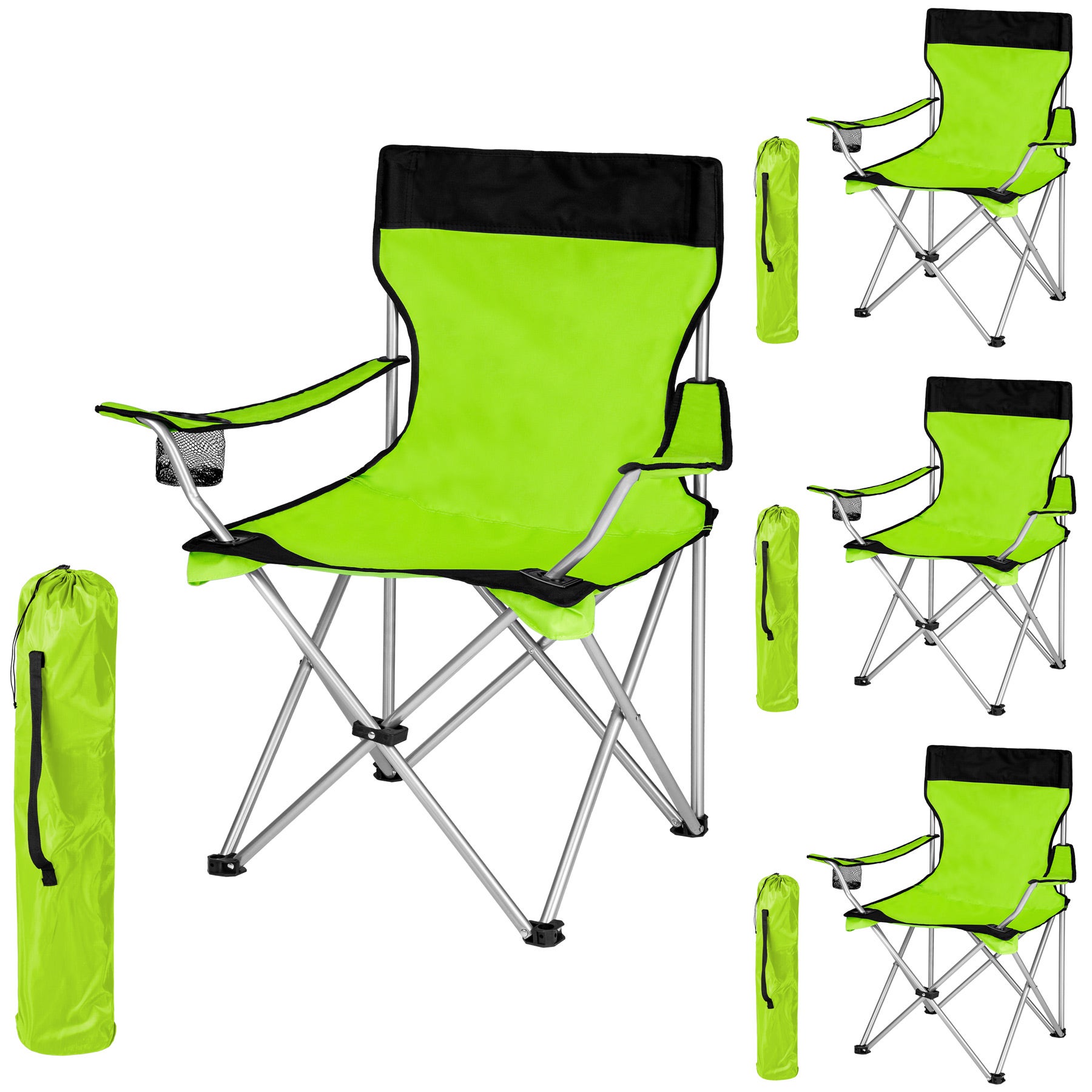 Buy Camping chairs set of 4 foldable with cup holder 80 x 50 x 95 cm online cheap tectake
