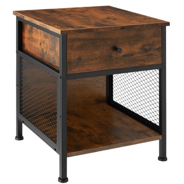 Bedside table Killarney | 45x46x55.5 cm with shelf, drawer and open storage