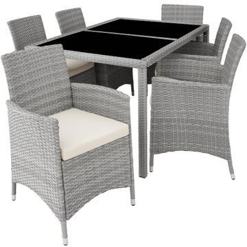 Rattan garden furniture set 6+1 with protective cover