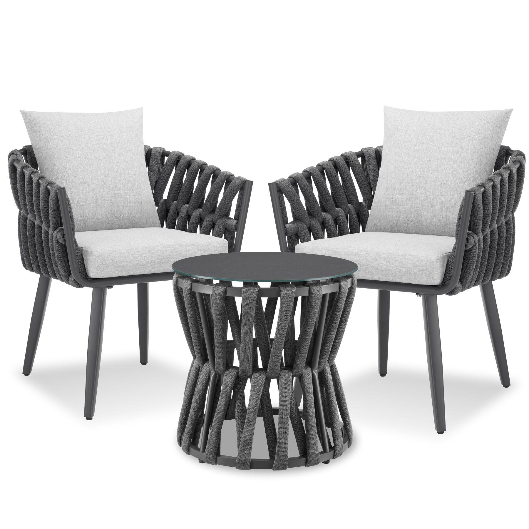 Conjunto Lugano con dise&ntilde;o de cuerda, estructura de aluminio, patas atornilladas