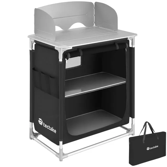 Cozinha de campismo Premium com estrutura em alumínio e 2 compartimentos Premium 