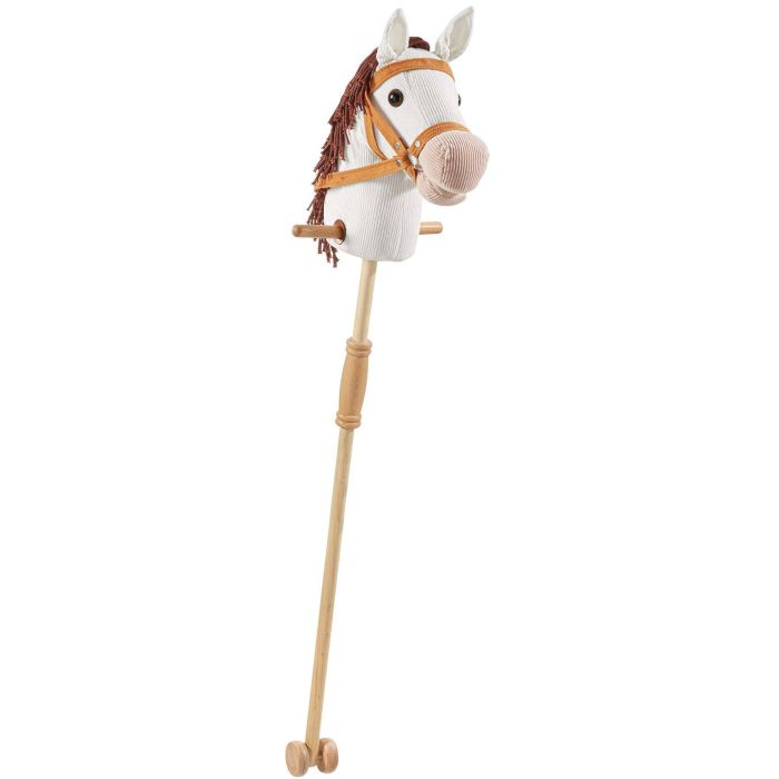 Cavalo de pau de madeira com rodas — brinquedo infantil, 130 cm, veludo cotelê