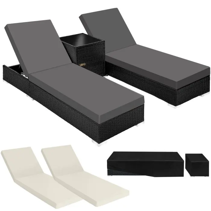 Conjunto de 2 espreguiçadeiras de rattan