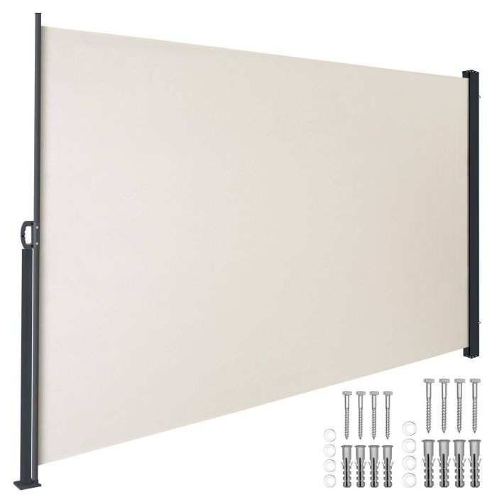 Toldo lateral extensível com mecanismo de enrolamento, opaco
