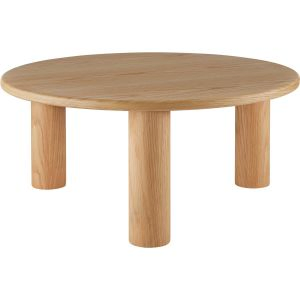 Mesa de centro SISI circular com pernas de madeira maci&ccedil;a