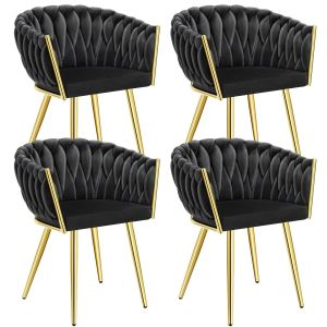 Juego de sillas de comedor ASTANO de terciopelo con dise&ntilde;o anudado