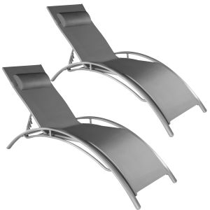 2 tumbonas de aluminio, de 5 posiciones