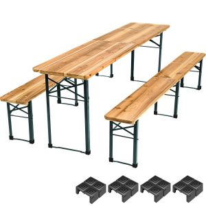 Conjunto de 3 piezas plegables RALF con mesa y bancos de madera