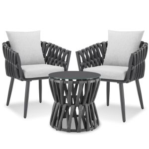 Conjunto Lugano con dise&ntilde;o de cuerda, estructura de aluminio, patas atornilladas