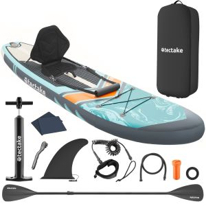 Prancha de Stand-Up Paddle 2 em 1 insufl&aacute;vel, kit completo
