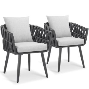 Silla Lugano con dise&ntilde;o de cuerda y estructura de aluminio