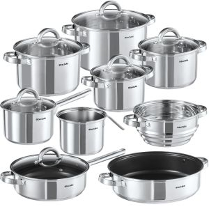 Bater&iacute;a de cocina, 15 piezas, acero inoxidable TURIN, apto para inducci&oacute;n