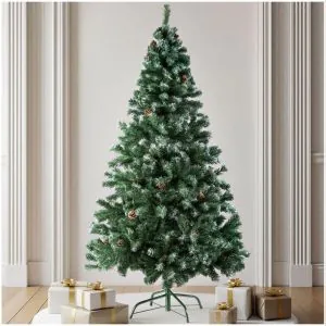 &Aacute;rvore de Natal artificial com pinhas suporte de metal 180 cm