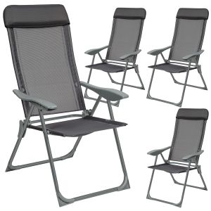4 sillas de jard&iacute;n plegables de aluminio con reposacabezas