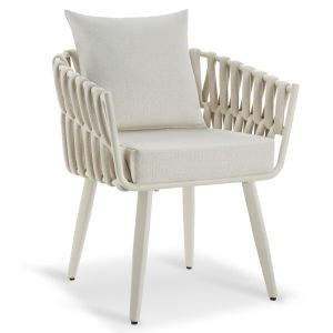 Silla Lugano con dise&ntilde;o de cuerda y estructura de aluminio